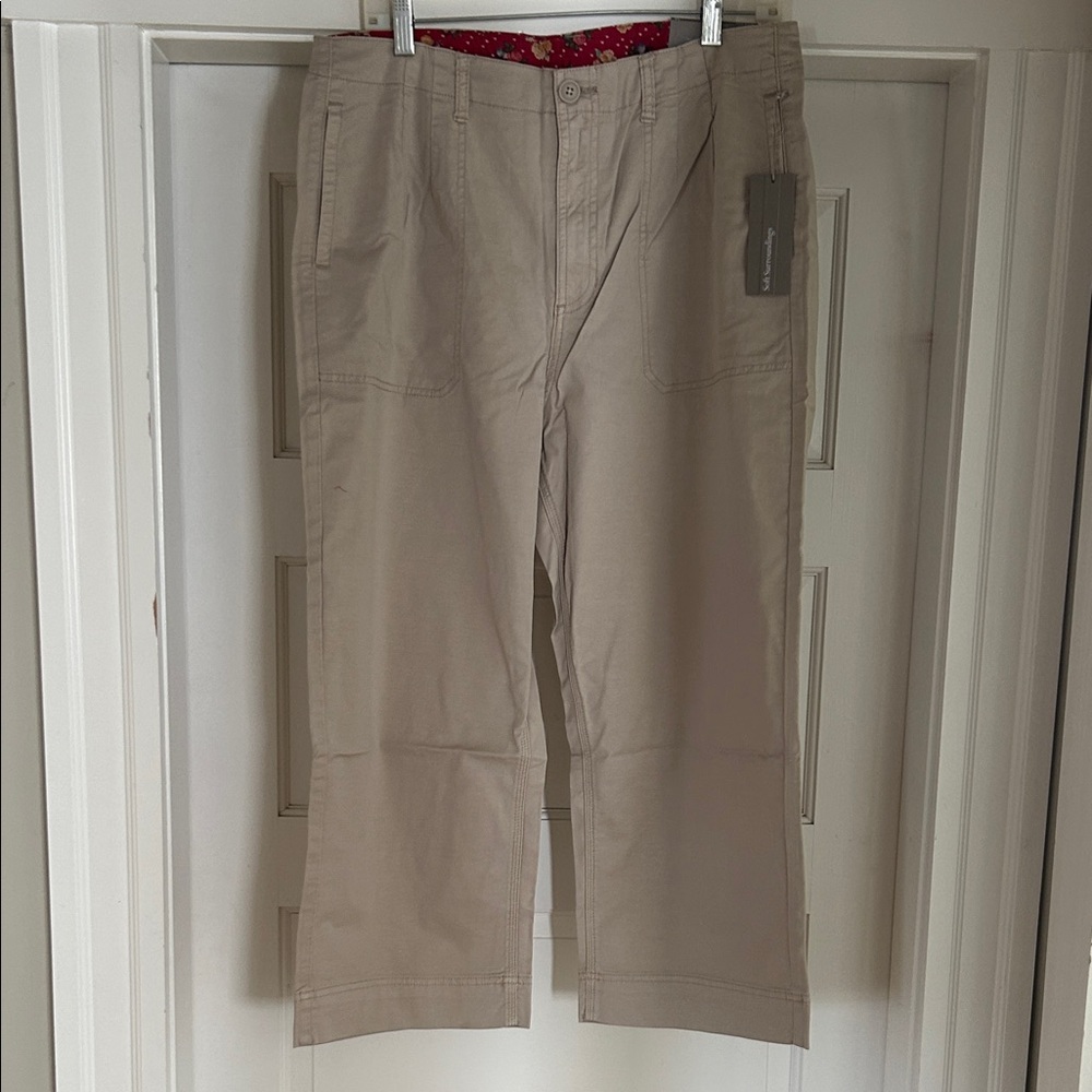 Soft Surroundings Women's Cropped Tan Pants